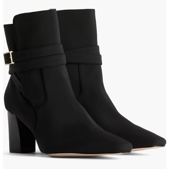 Good American Rare The Bombshell Black Ankle Heeled Boots Size 10 - Picture 1 of 7